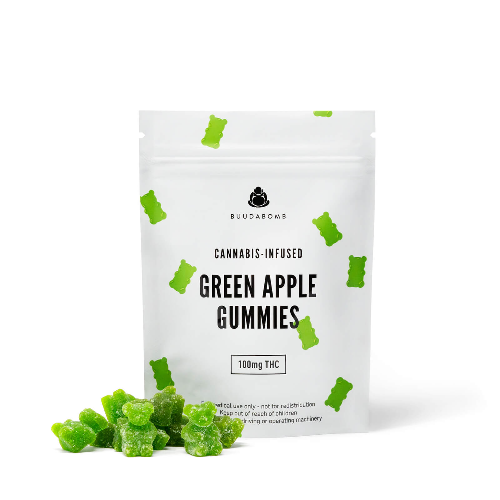Buudabomb – Green Apple Gummies 100mg THC | BC Weed Edible Canada Buudabomb – Green Apple Gummies 100mg THC | BC Weed Edible Canada